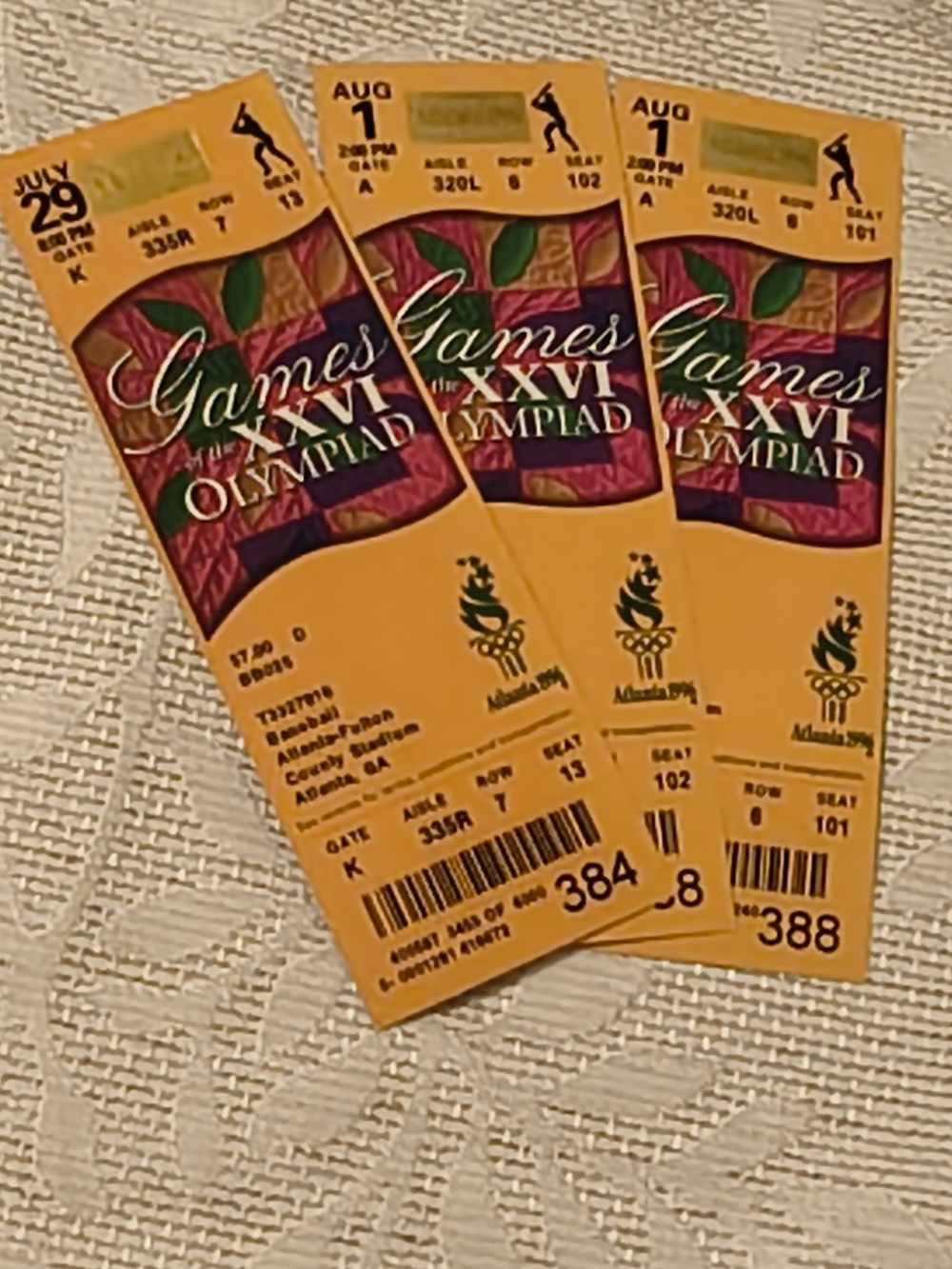 Yellow Games XXVI Olympiad Event Tickets - Vintage Memorabilia